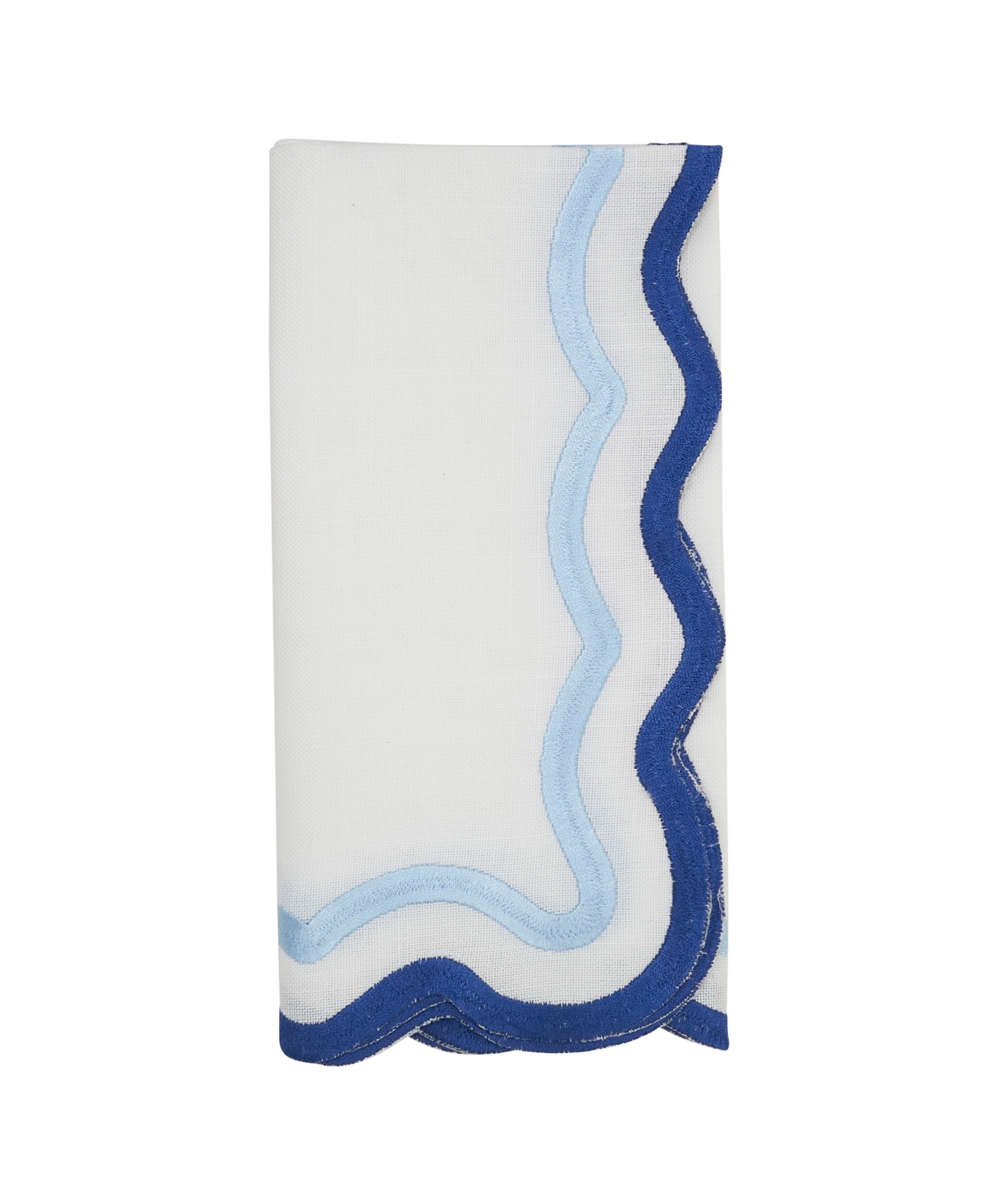Saro Lifestyle Scalloped Border Napkin, Set Of 4 In Blue