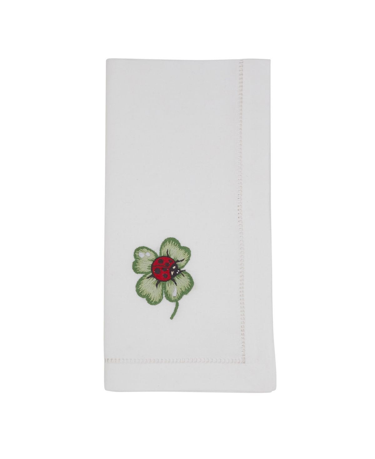Saro Lifestyle Embr'd Lady Bug Hemstitch Napkin, Set Of 6 In White