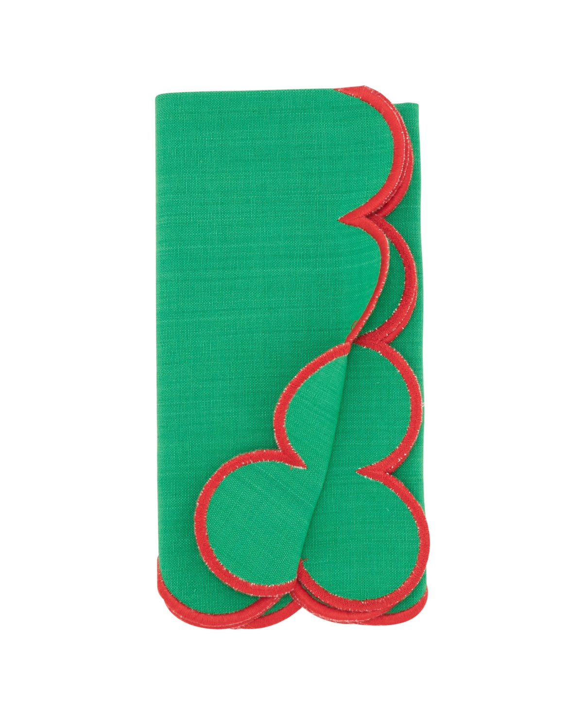 Saro Lifestyle Sweet Edge Scalloped Napkin, Set Of 4 In Green