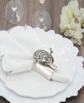 Gilded Peacock Napkin Ring, Set of 4