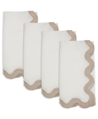 Linen Soft Hue Scallop Napkin, Set of 4