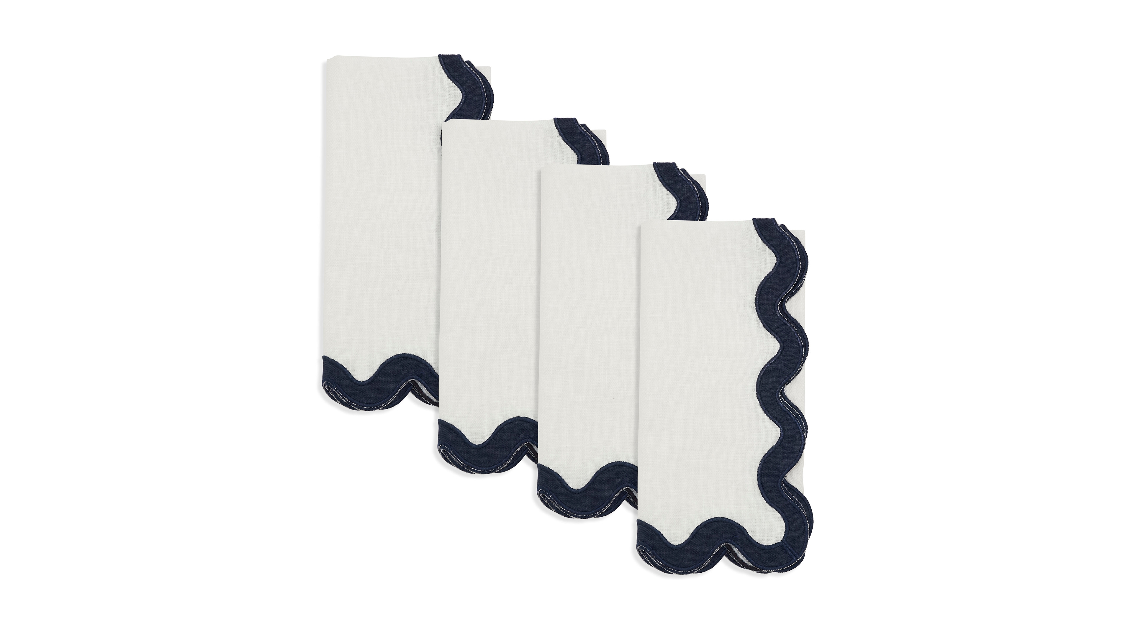 Saro Lifestyle Linen Soft Hue Scallop Napkin, Set of 4