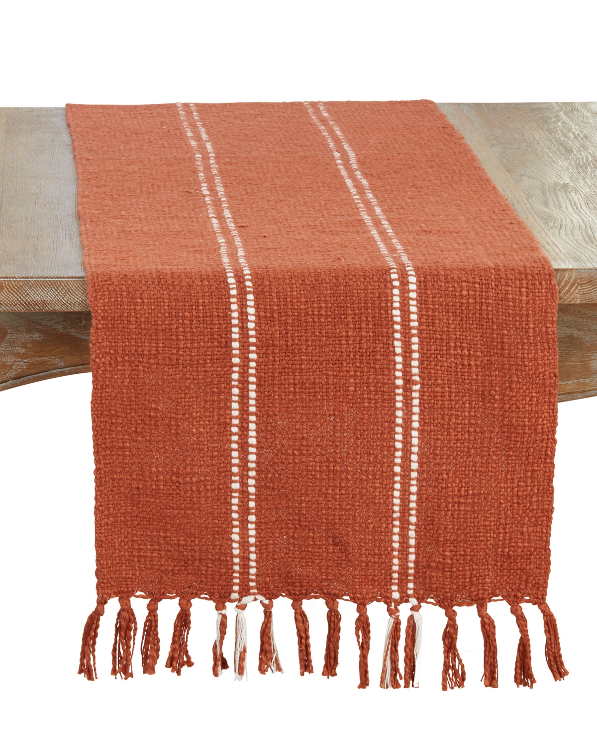 Saro Lifestyle Stitched Line Table Runner, 16" X 72" In Brown