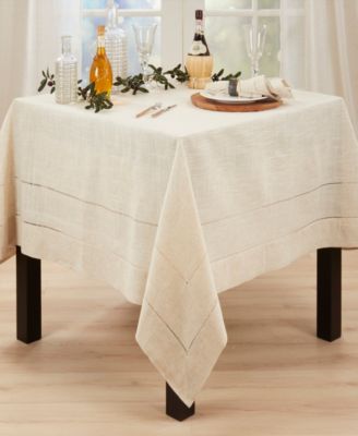 Linen Blend Toscana Double Hemstitched Tablecloth, 80" x 80"