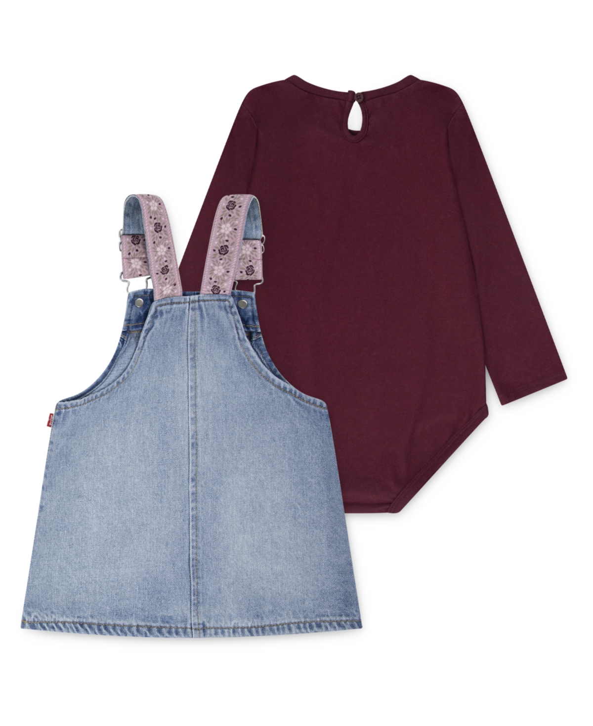 Levi's Baby Girls Long-sleeve Bodysuit And Denim Skirtall, 2-piece Set In Multi