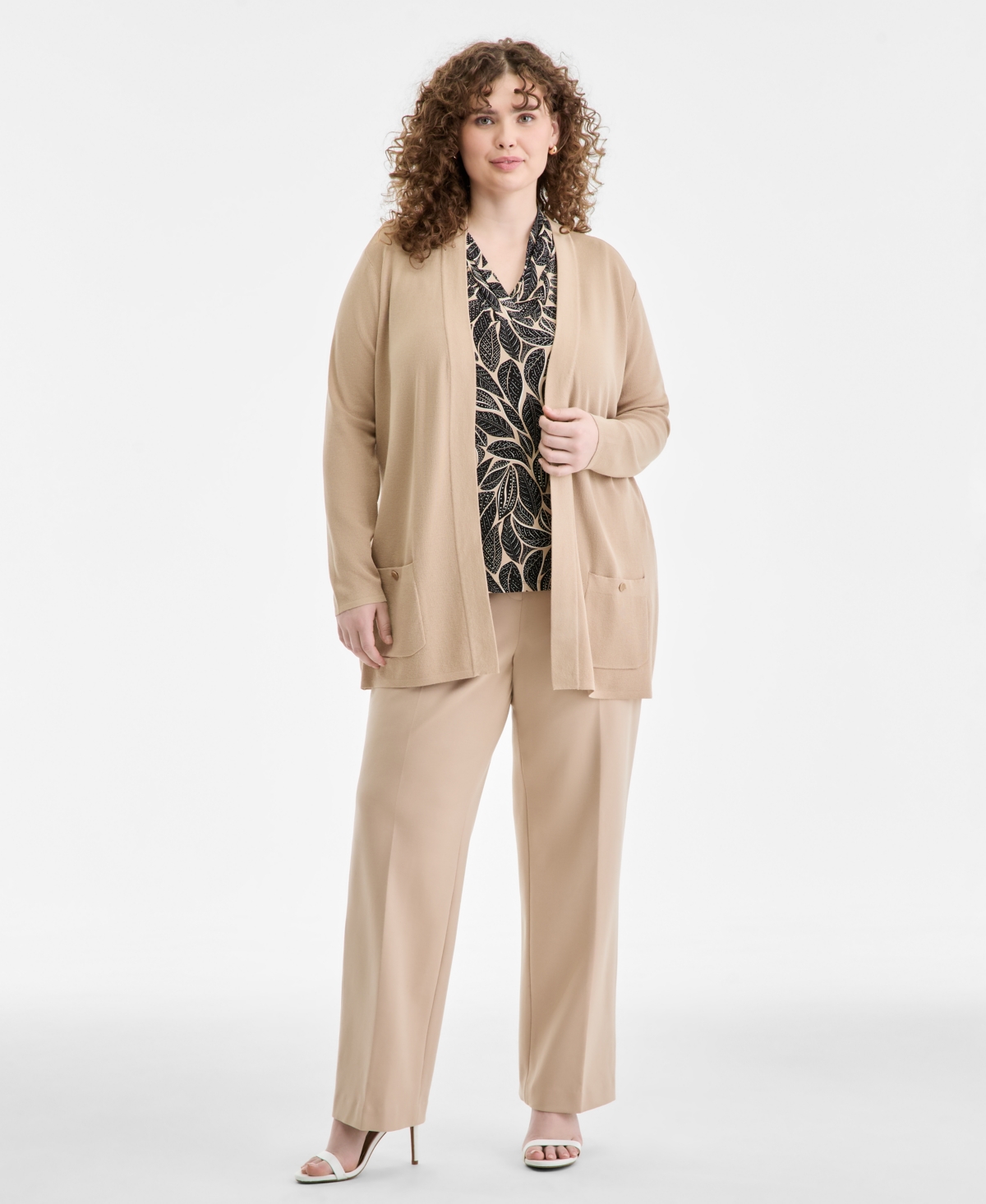Anne Klein Plus Mid-Rise Pull-On Straight Pants