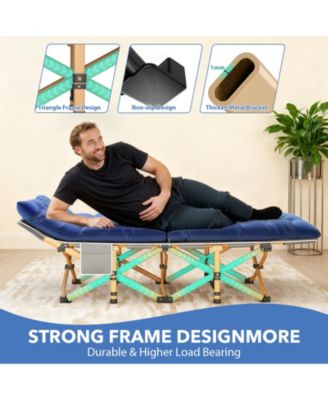 Folding Camping Cot with Removable Cotton Mattress for Office, Home and Beach