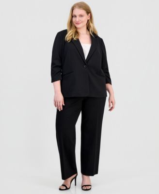 Plus Size Scrunch 3/4-Sleeve Blazer