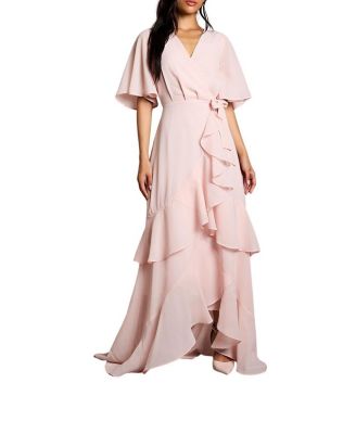 Women's Angel Sleeve Bridesmaid Maxi Dress