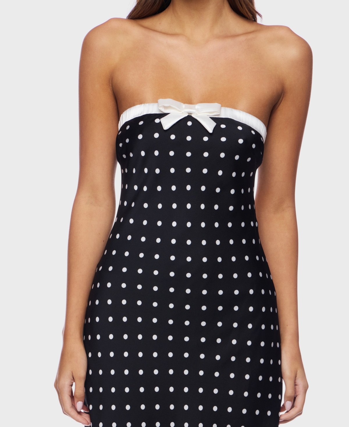 Alex & Sophia Juniors' Polka Dot With Bow Strapless Dress In Multi
