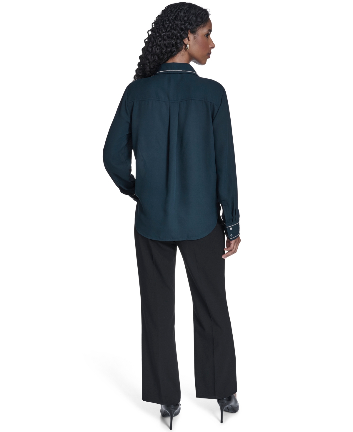 Calvin Klein Women's Decorated Button-down Top In Blue