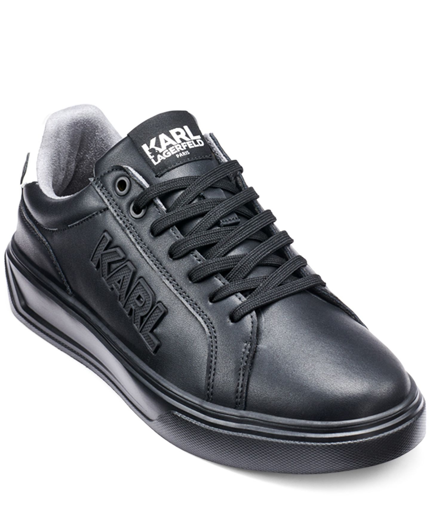 Мужские кроссовки KARL LAGERFELD PARIS Leather Side Karl, цвет: Чёрный — фото 1