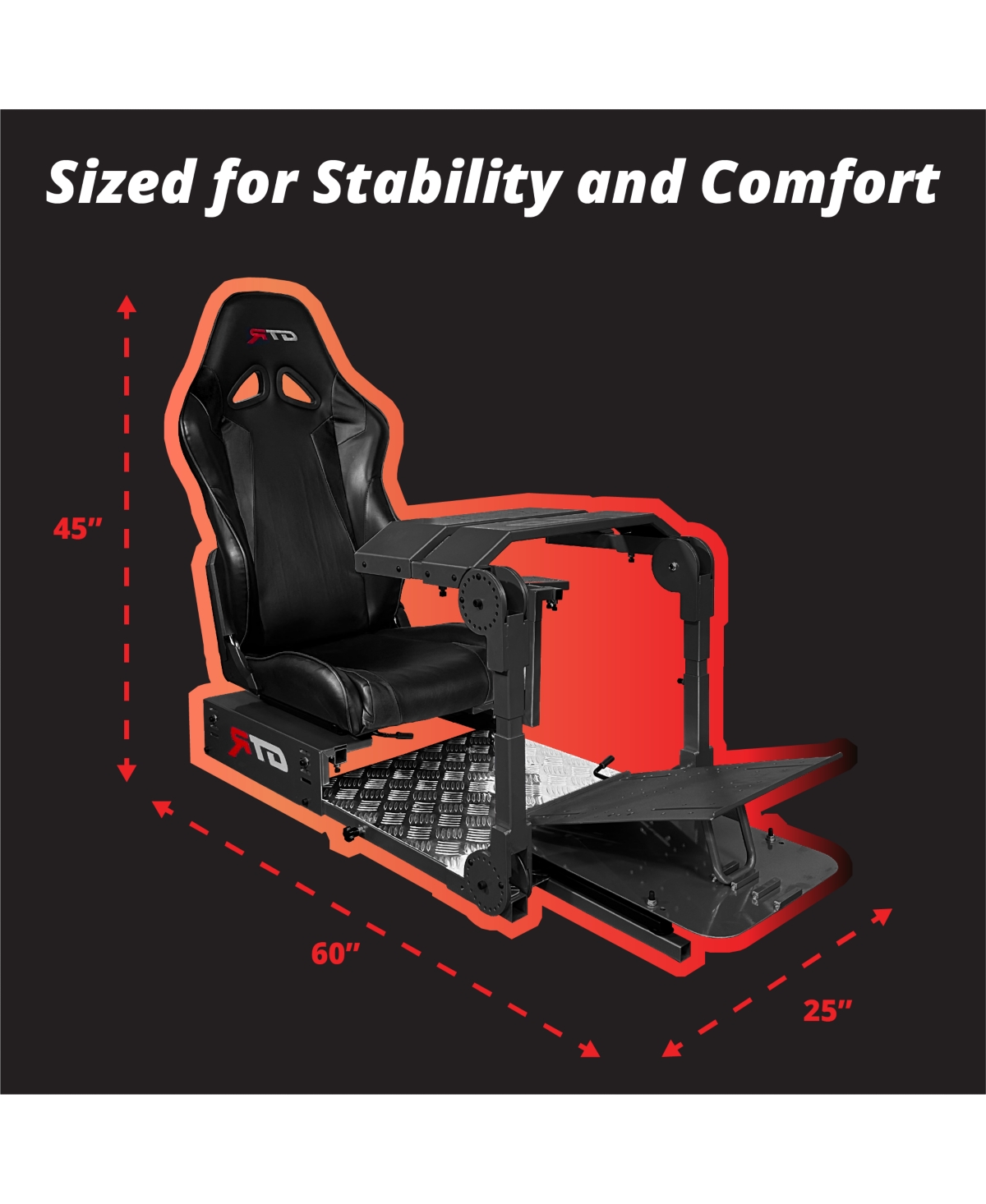 Gtr Simulator Gta-Pro Racing Cockpit | Dual-Use Sim Rig Workstation with Speciale Seat Direct Drive Compatible Upgradable Keyboard Tray Fit