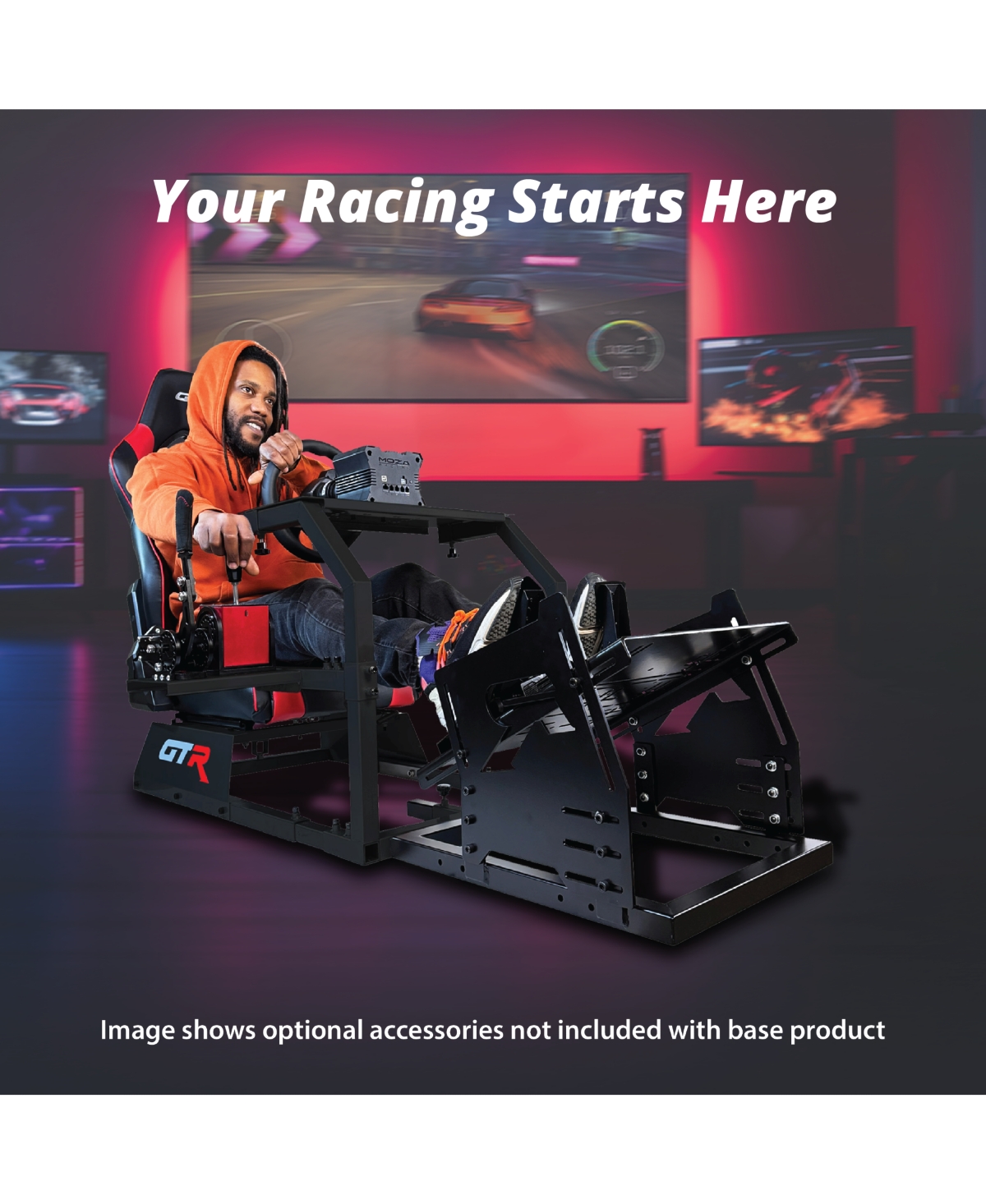 Gtr Simulator Gta Model Black Frame Adjustable Racing Seat Cockpit |Foldable Entry-Level Sim Rig with Steel & Mounts