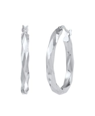 Polished Twist Tube Hoop Earrings in 10k White Gold