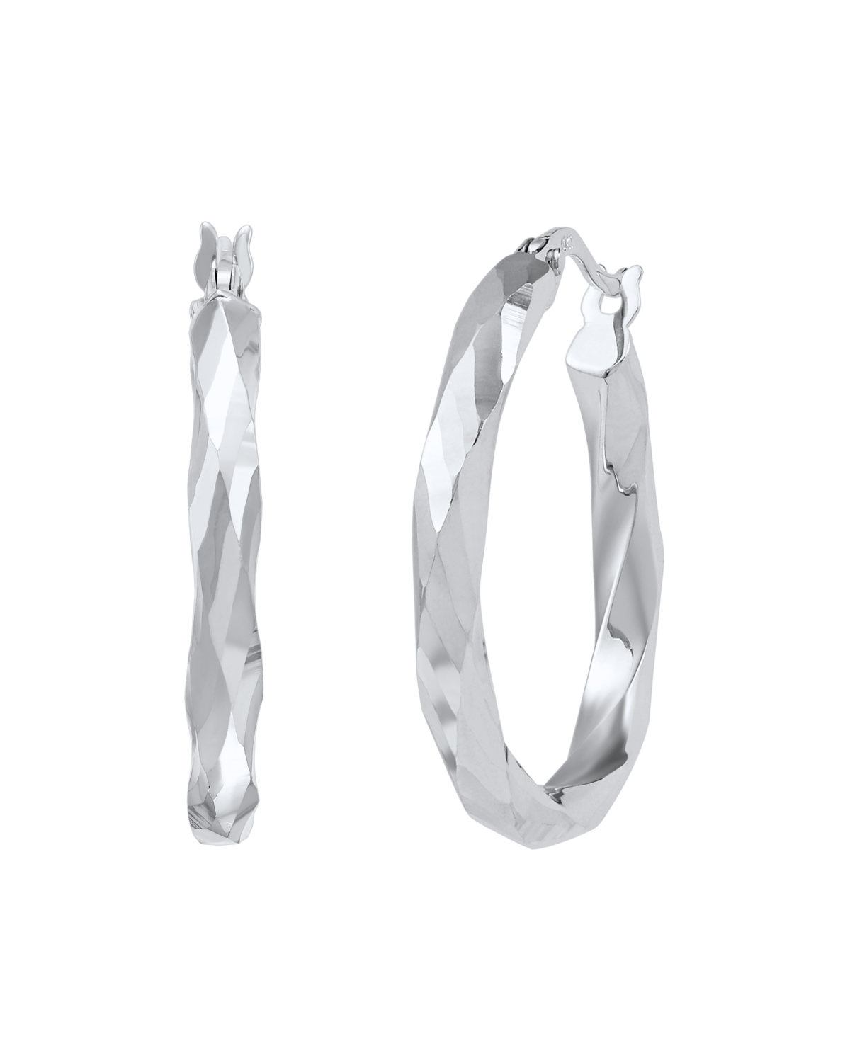 Macy's Polished Twist Tube Hoop Earrings in 10K White Gold