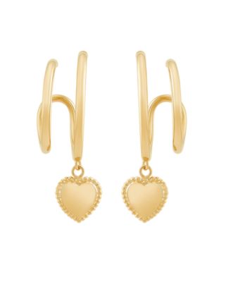 Macy's - Double Hoop Heart Earrings in 14K Yellow Gold