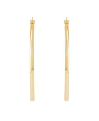 Polished Tube Oval Hoop Earrings in 14k Yellow Gold