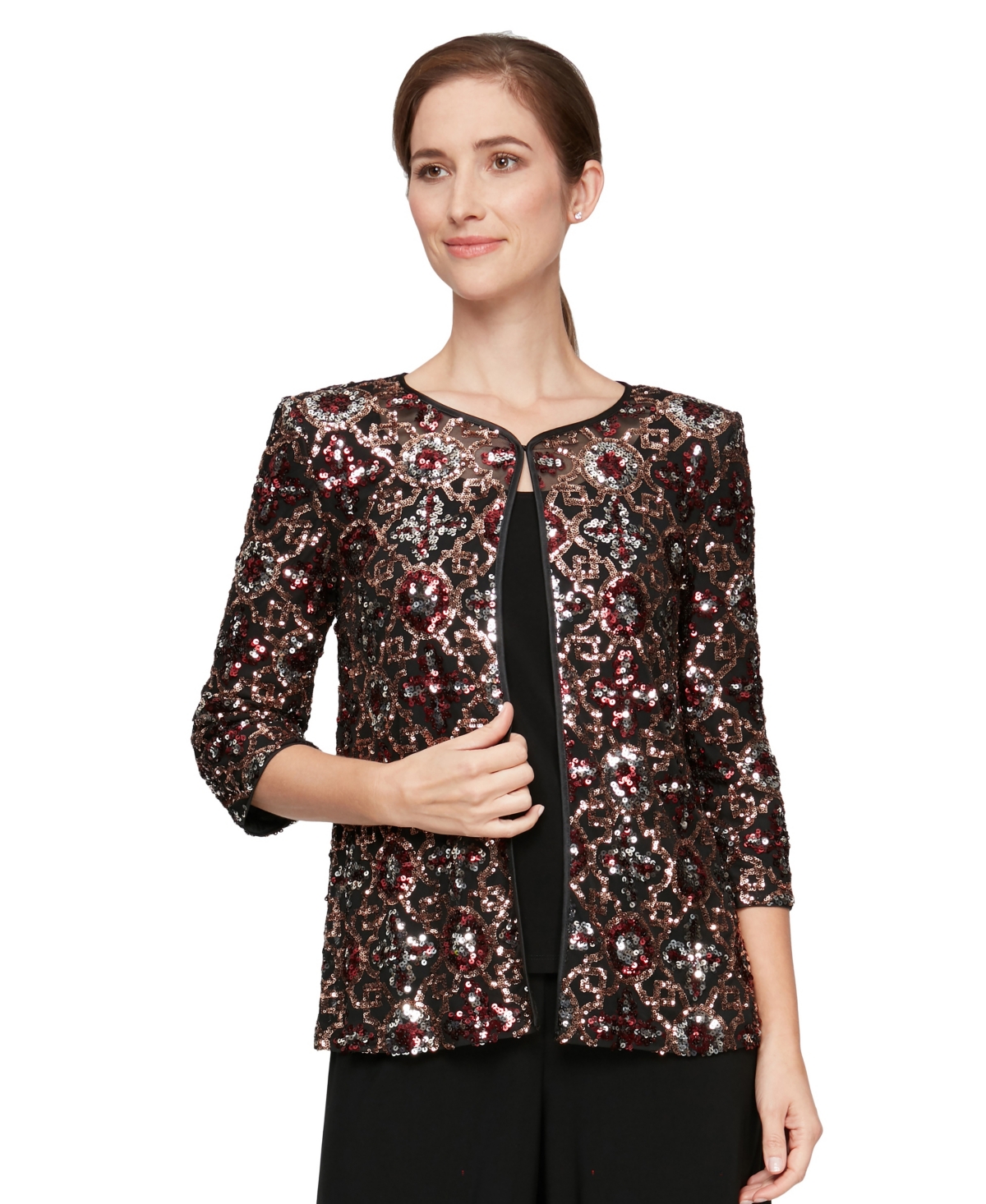 Alex Evenings Petite Sequined Mock Twinset Top