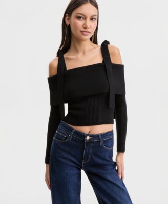 Women's Ribbed Terra Cold-Shoulder Sweater