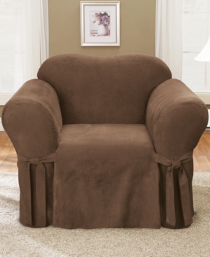 Sure Fit Soft Faux Suede Chair Slipcover In Chocolate