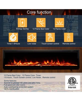 72 inches Recessed Wall-mounted Freestanding Multifunctional Electric Fireplace