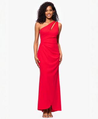 Betsy & Adam - Petite One-Shoulder Ruched Gown