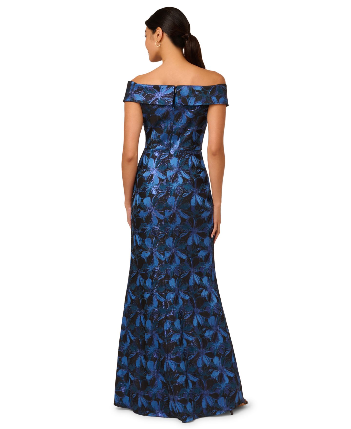 Женские платья Adrianna Papell Petite Off-The-Shoulder Ball Gown, цвет: Синий разноцветный — фото 3