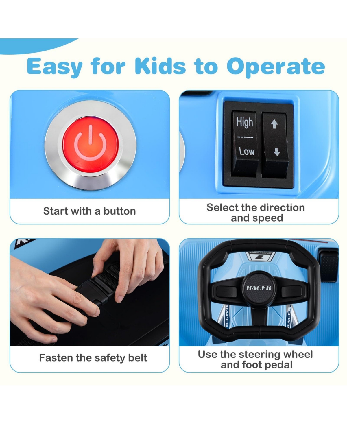 Mecale 12V Electric Cleaning Go Kart with Detachable Mop and Remote Control