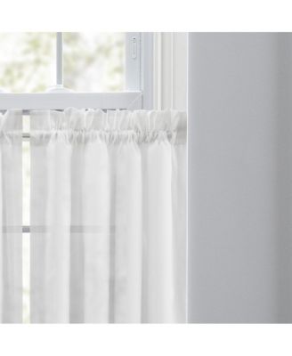 Cotton Voile 1.5" Rod Pocket Tailored Tier Pair for Windows 80" x 45" White