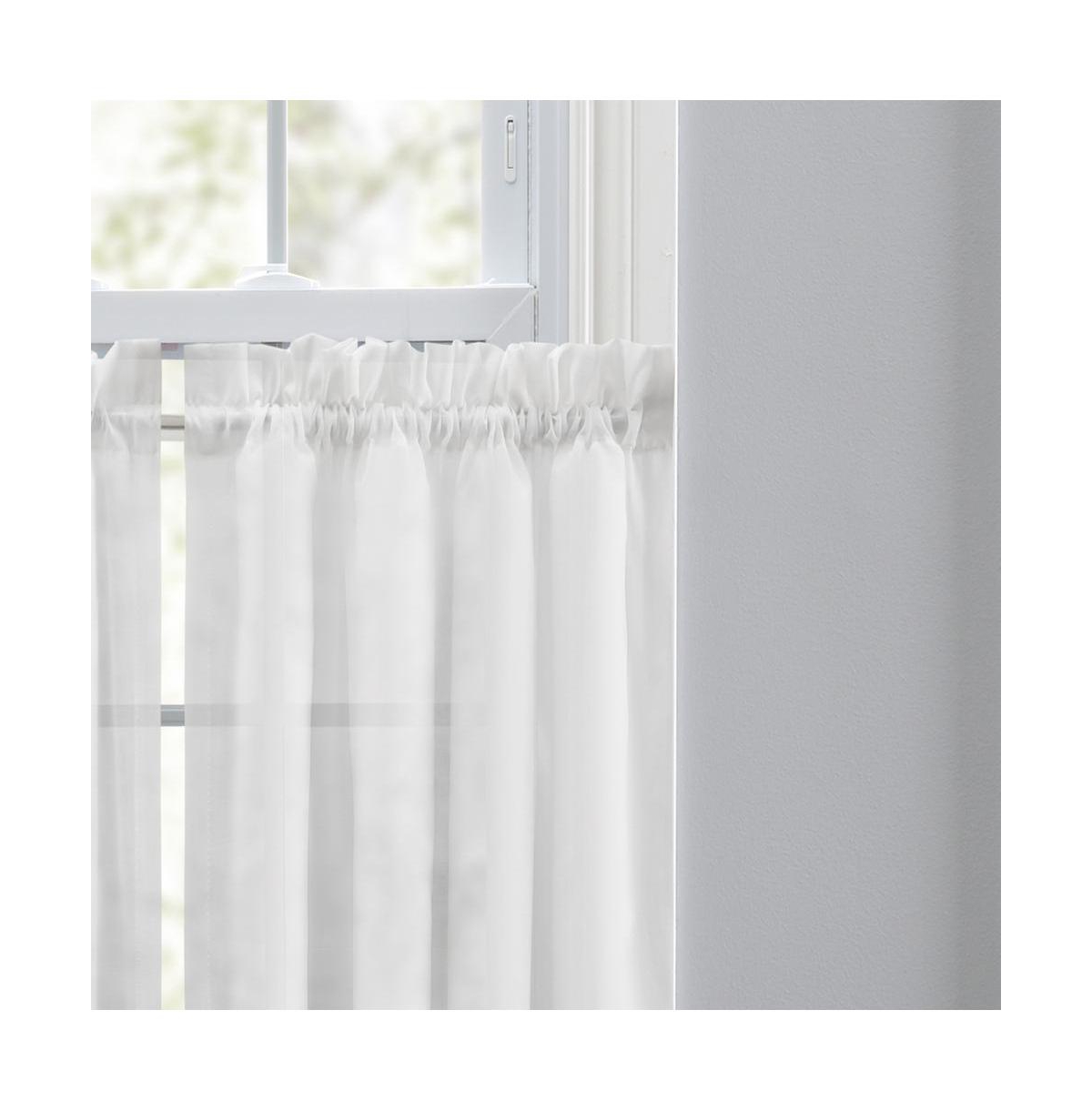 Ellis Curtain Cotton Voile 1.5" Rod Pocket Tailored Tier Pair for Windows 80" x 45" White
