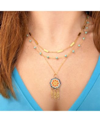 Enamel Dream Catcher Charm 14K Gold