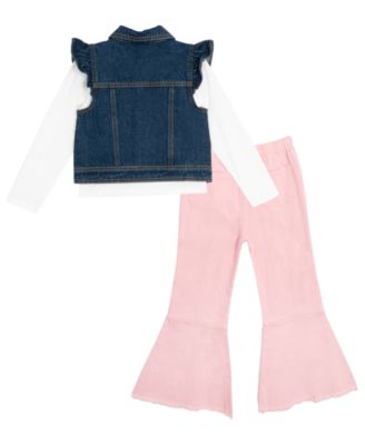 Girls' 4T-6X T-Shirt, Vest and Bell-Bottom Pants, 3-Piece Set