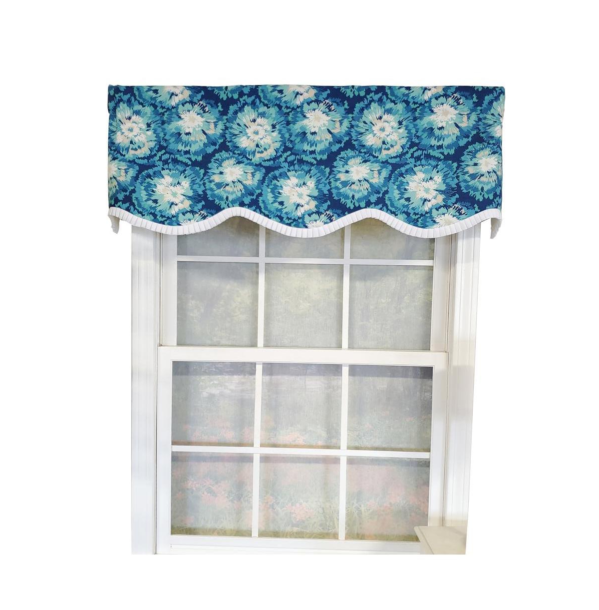 Rlf Home Burst Provance 3" Rod Pocket Lining Luxurious and Elegant Window Treatment Valance 50" x 16" Blue