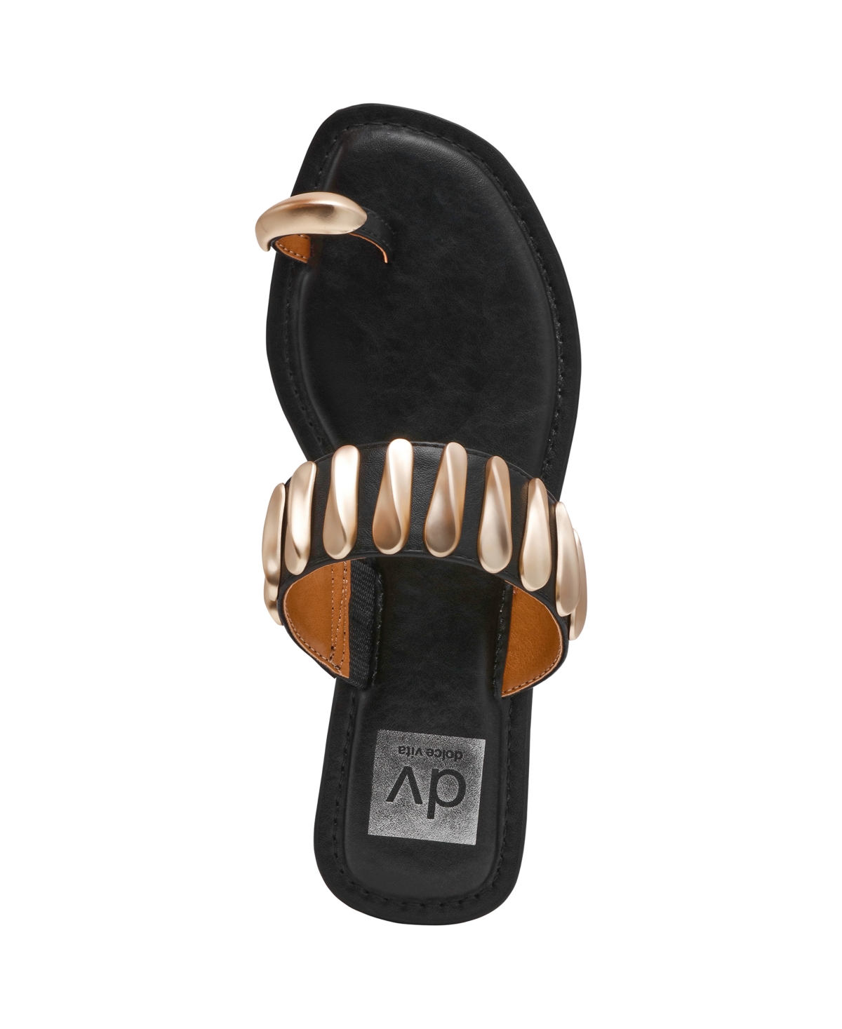 Dv Dolce Vita Women's Jayson Jewelry Embellished Thong Toe Ring Flat Sandals In Black