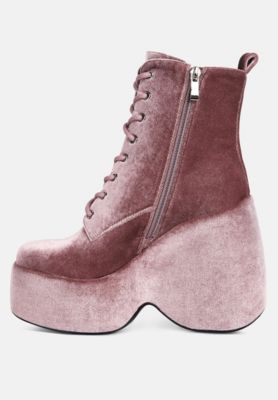 ASHCAN Womens High Platform Velvet Ankle Boots