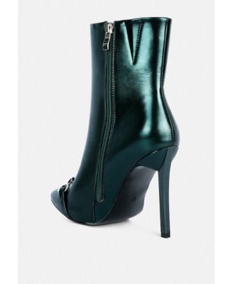 Womens Firefly Metallic Chain Embellished Stiletto Ankle Boots