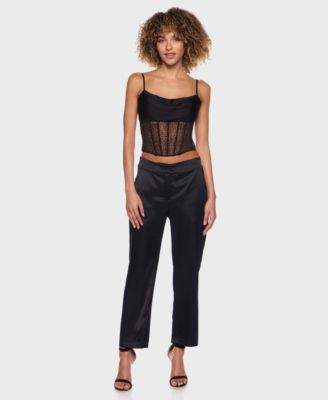 Junior's Cowl Neck Corset Top