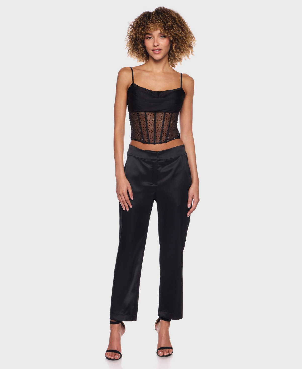 Alex & Sophia Women's Cowl Neck Corset Top In Black