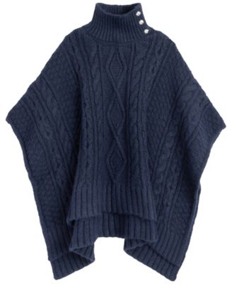 Crest Button Cable Poncho Wrap
