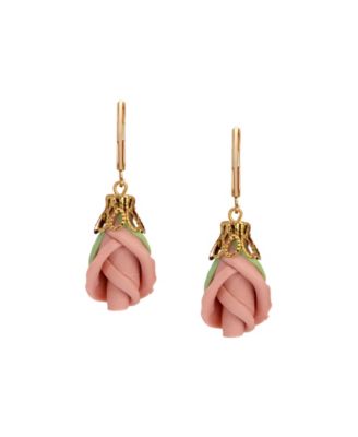 Pink Porcelain Rose Bud Earrings