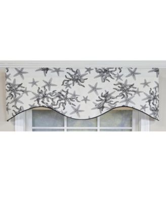 Reef Cornice Valance - 100% Cotton with Ivory Lining 50" x 17"  Black
