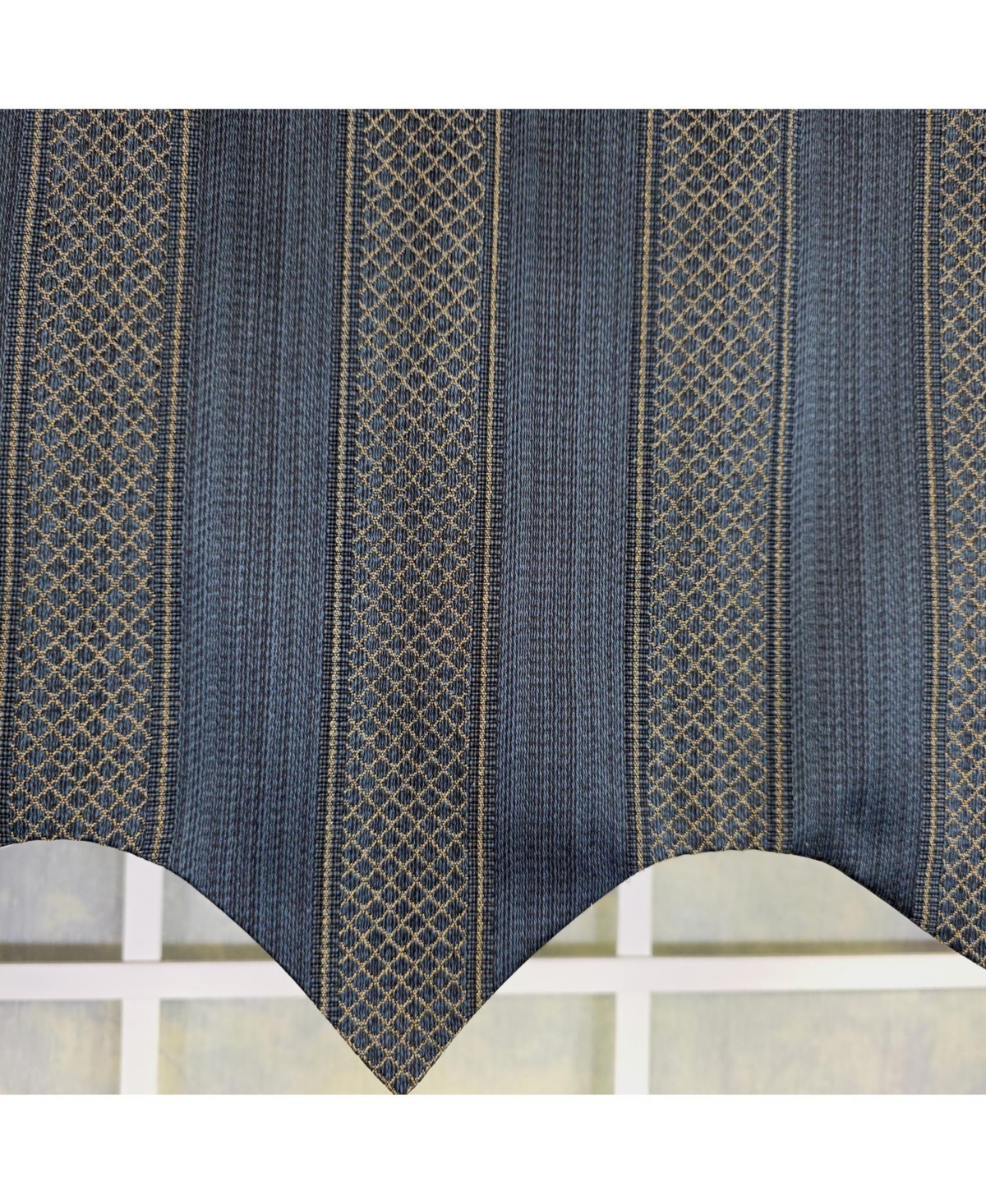 Rlf Home 100% Cotton Bronte Regal With Poly/Cotton Ivory lining Rod Pocket Valance 50" x 16" Navy