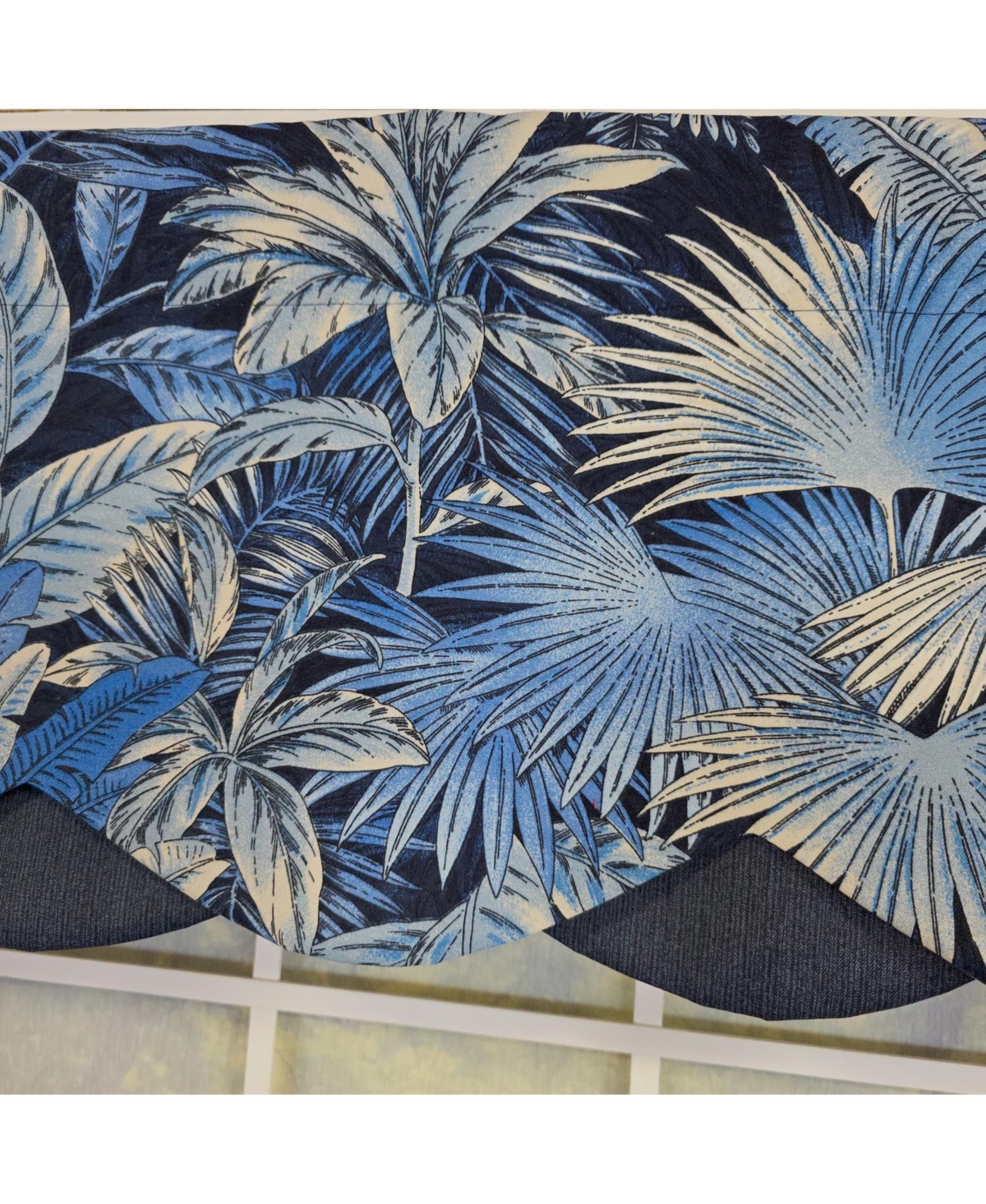 Rlf Home 100% Cotton Baja Petticoat Fully lined Windows Rod Pocket Valance 50" x 15" Navy