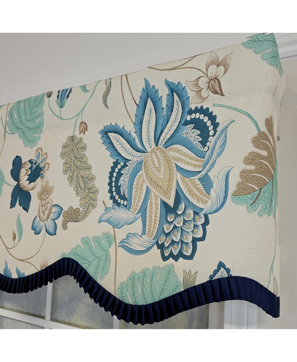 Rlf Home 100% Cotton Samanta Ruffled Provance Fully lined Windows Rod Pocket Valance 50" x 15" Blue