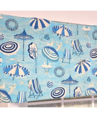 100% Cotton Beach Day Toilored  Fully lined Windows Rod Pocket Valance 51" x 16"  Blue