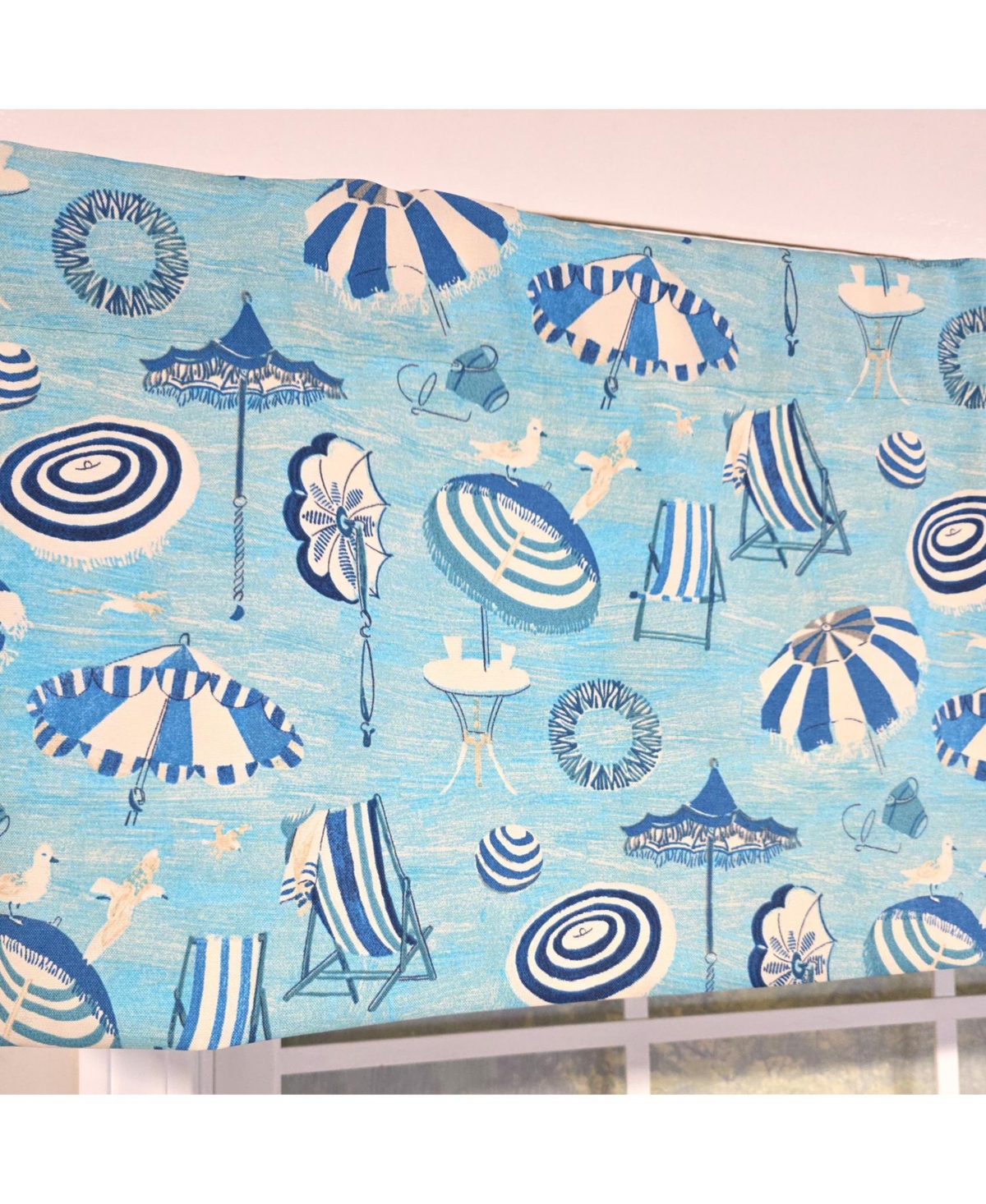 Rlf Home 100% Cotton Beach Day Toilored Fully lined Windows Rod Pocket Valance 51" x 16" Blue