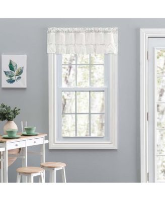 Ellis Stacey 1.5" Rod Pocket High Quality Fabric Solid Color Window Ruffled Filler Valance 54"x13" Ice Cream