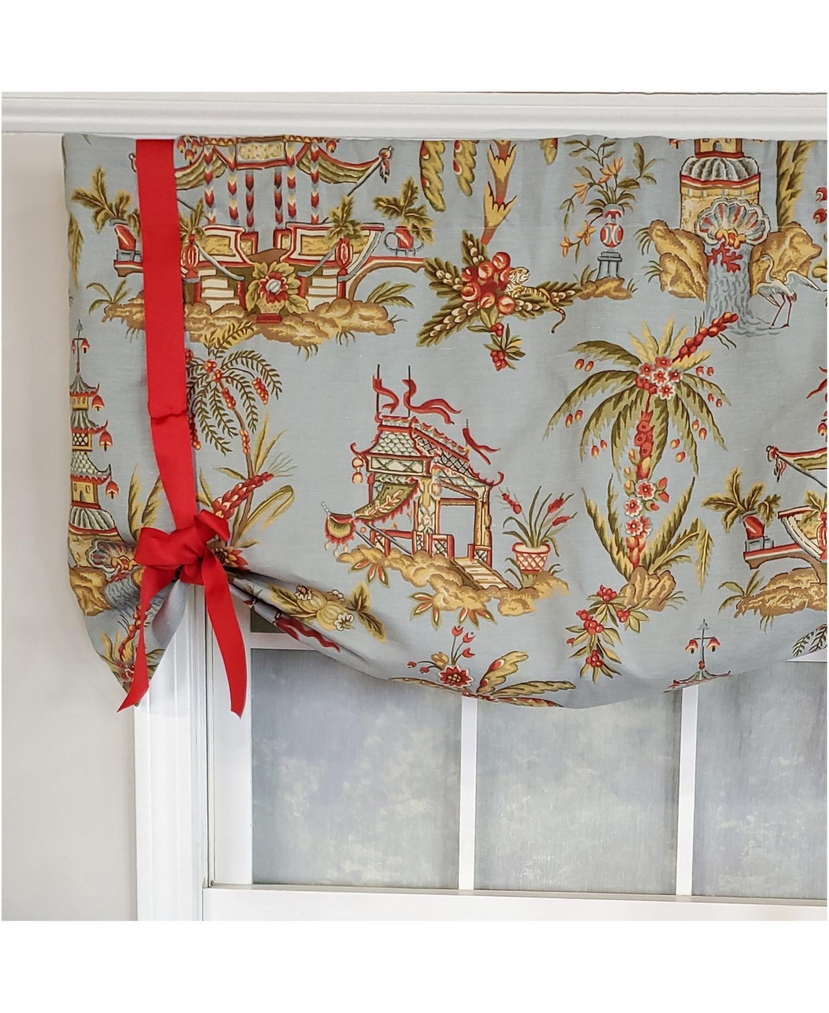 Rlf Home 3" Rod Pocket High Quality Fabric Yang Tie-Up Valance for Windows 50" x 24" Multi
