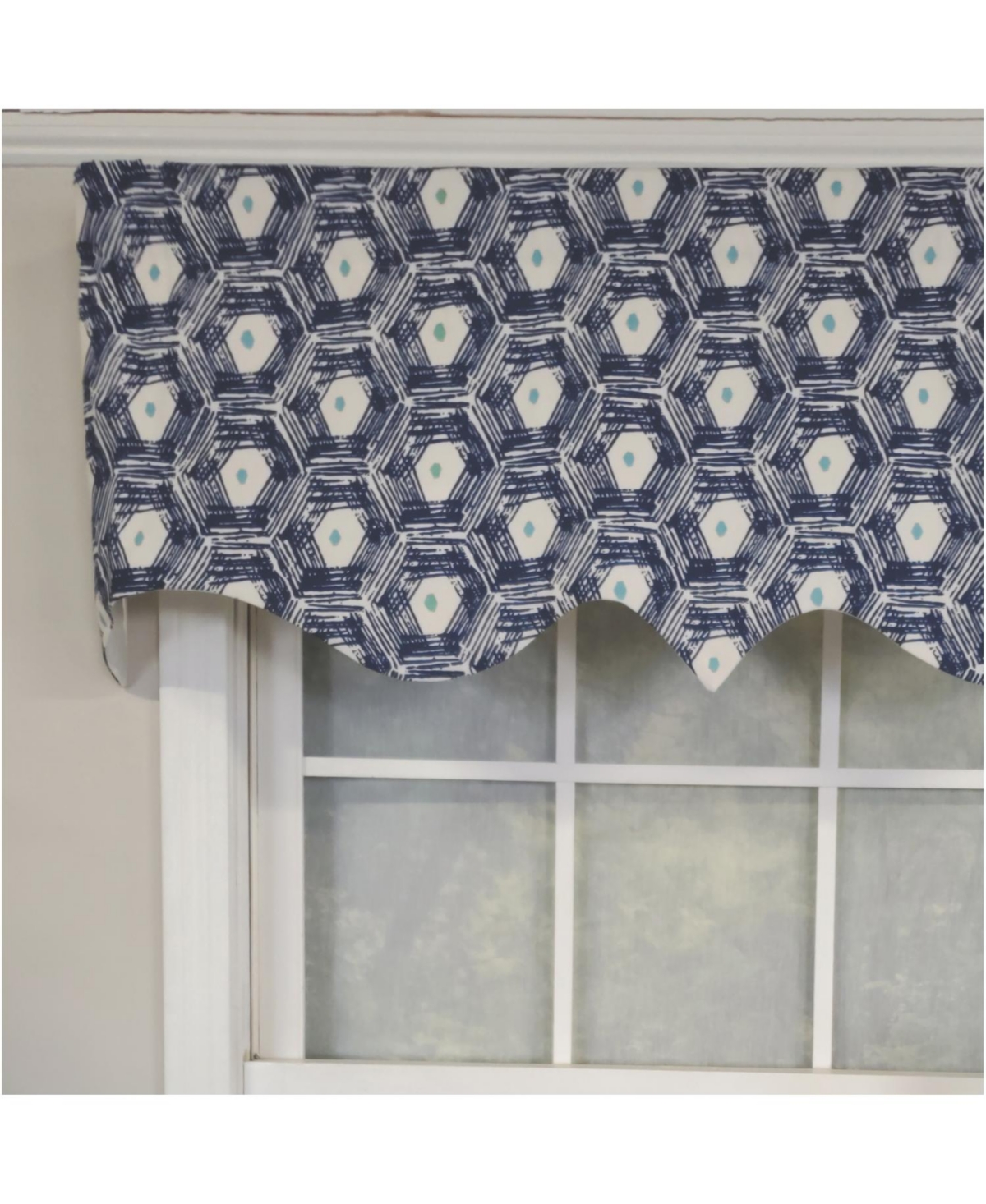 Rlf Home 3" Rod Pocket High Quality Fabric Jerin Regal Valance for Windows 50" x 17" Navy